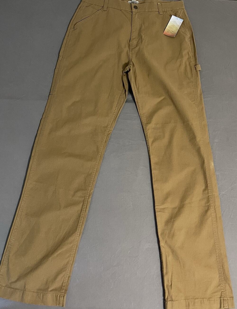 NWT Ocean Coast Carpenter Pants Khaki Tan Relaxed Fit 34x34 Work Utility